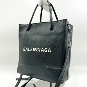 1円 BALENCIAGA バレンシアガ ショルダーバッグ 2way ハンドバッグ ロゴ入り レザー スモール ミニ 黒 ブラック