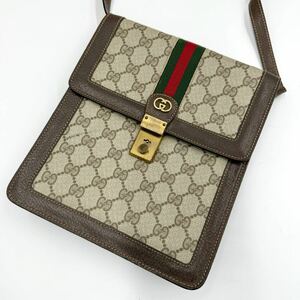 1円 【極美品】 GUCCI グッチ ショルダーバッグ シェリーライン インターロッキング オフィディア カギ付き GGスプリーム PVC レザー