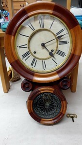 古いダルマ型ゼブラ柱時計　アンソニア社四つ丸時計　　柱時計 アンティーク　レトロ　古時計　アナログ