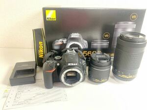 Nikon ニコン デジタル一眼レフカメラ D5600 ダブルズームキット 望遠レンズ 18-55 VR ＋ 70-300 VR Kit 箱あり HY