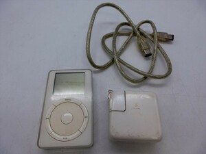 JS【3え-43】【60サイズ】▲apple iPod A1019 第2世代 10GB/タッチホイール/ホワイト/充電コード付き/通電可 ジャンク扱い/※傷 汚れ有