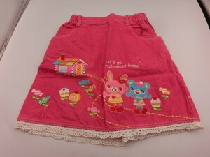 【HW49-28】【送料無料】♪mezzo piano メゾピアノ/コットン キャラクター 刺繍 スカート/120cm/子供服/※色落ち有