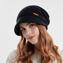 レディースニット帽冬暖かい女性の帽子ベルベットの裏地付きアクリル糸帽子暖かい帽子_画像8
