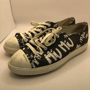 MIUMIU MiuMiu sneakers 36 Italy made canvas shoes black Denim low cut 