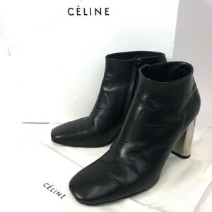 e45 CELINE セリーヌ BAMBAM バンバン レザー ショートブーツ ブラック 黒 シューズ ブーティ 箱付き 36 イタリア製 正規品 レディース