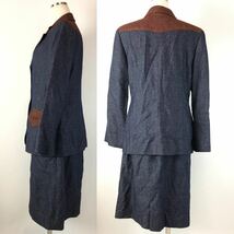 e145 JUN ASHIDA ジュンアシダ セットアップ スーツ ジャケット スカート ツイード 11号 ウール 綿 日本製 正規品 フォーマル ビジネス_画像2