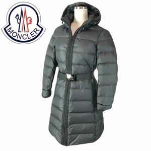 e225 正規品 MONCLER モンクレール ダウンコート ダウンジャケット グレー サイズ0 NANTES ベルト付 アウター レディース