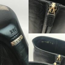 e195 GUCCI グッチ レザー ロングブーツ 黒 ブラック 36.5 イタリア製 フォーマル ピンヒール 本革 正規品　388363_画像10