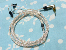 SONY MDR EX1000 EX800ST ケーブル 銀メッキOFC + PureOCC 八芯 2.5mm4極 L字 ブレイド 編み込み (カスタム対応可能) 7550 EX600_画像1