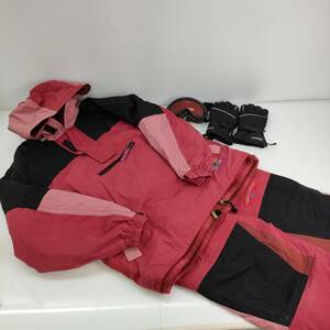 No.2861★1円～【スノボセット】DESCENTE デサント スノーボードウェア 手袋 ゴーグル付き 使用感あり 現状品