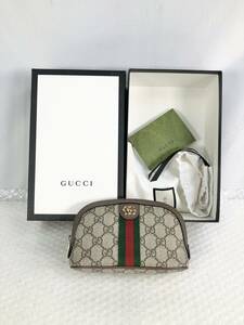 1129B【中古/美品】GUCCI グッチ レディース ポーチ ▲ブランド/コスメポーチ/オフィディア/GGスプリーム/ブラウン/小物入れ/おしゃれ