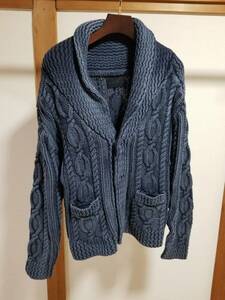 junhashimoto ジュンハシモト 1091510003 SANDBLAST SHAWL COLLAR CARDIGAN ネイビー　サイズ3【M】