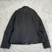 1円◆極美品◆希少XL エンポリオアルマーニ EMPORIO ARMANI ラムレザー レザージャケット ライダース ダブルジップ シングル 黒 メンズ 54_画像6