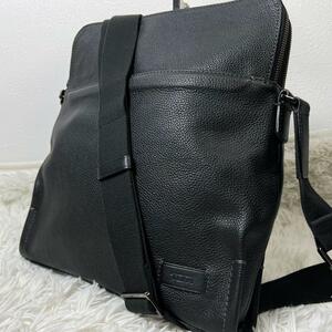 1円◆極美品 トゥミ TUMI ショルダーバッグ メッセンジャーバッグ ボディ ビジネス メンズ レザー 本革 黒 ブラック 斜め掛け 鞄 ロゴ