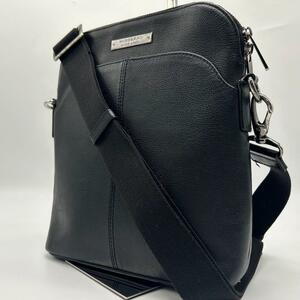 1円◆希少◆極美品 バーバリー ブラックレーベル BURBERRY BLACK LABEL ショルダーバッグ メッセンジャー ビジネス メンズ レザー 本革 黒