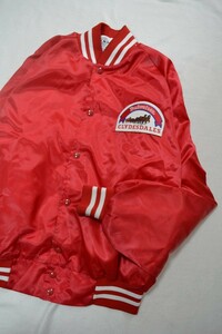 【80'S MADE IN USA】Budweiser バドワイザー スタジャン ナイロンジャケット L レッド赤 ビンテージ