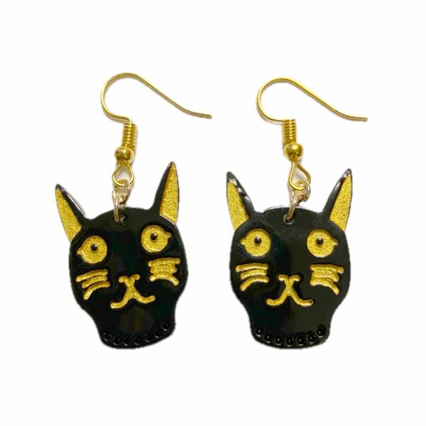 ハンドメイド ピアス イヤリング 猫 ネコ ねこ にゃんこ 猫アクセサリー 猫ピアス 猫イヤリング 黒猫