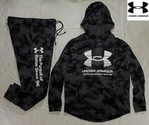 新品 XL アンダーアーマー 黒 ブラック グレー スウェット 薄手軽量 上下 カモフラ underarmour パーカー フード ジョガーパンツ 正規品2L_画像1