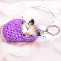 5個セット！新品・送料無料！（ゆうパケ）かわいい眠り猫のキーホルダー　猫グッズ プレゼント　猫 ぬいぐるみ　通販手作り_画像3