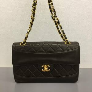 【超美品】CHANEL シャネル マトラッセ ココマーク ターンロック Wチェーンショルダーバッグ 茶