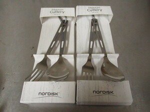 未使用 NORDISK ノルディスク CUTLERY チタン 2PC フォーク スピーン 2セット 管理5tr1207I-Y01