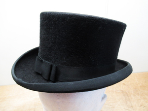 CHRISTYS' LONDON クリスティーズロンドン シルクハット 帽子 約サイズ52㎝ ハンドメイド Fine Fur Felt 100％ ブラック 管理5I1218C-B7