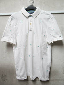 TOMMY HILFIGERトミーヒルフィガー CUSTOM FIT メンズ 半袖 ポロシャツ Mサイズ コットン ホワイト 白色 ゴルフウェア 管理L0809G