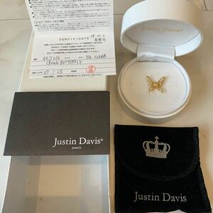 中古 ゴールド 18k justin davis ジャスティンデイビス ピアス GEJ216 クラウン 蝶 王冠 18金 アクセサリー 廃盤 ジャスティン デイビス