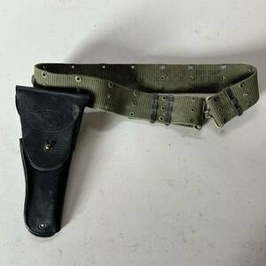 ホルスター ガンケース + ベルト US BOLEN LEATHER PRODUCTS INC　ベルト M表記 革製 軍 サバゲー ガンホルダー リボルバー 米軍 