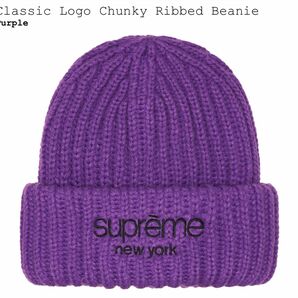 Supreme Classic Logo Chunky Ribbed Beanie Purple シュプリーム ニット帽 ビーニー