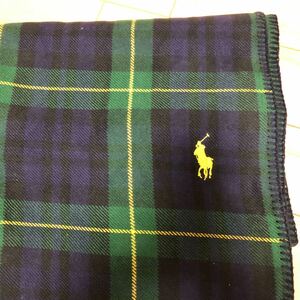  Ralph Lauren RALPH LAUREN blanket new goods 100×140 green × navy blue × yellow color check Logo Mark entering 