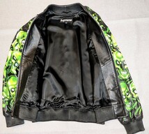 ◆Supreme ライダースジャケット Mサイズ Skull Pile Leather Bomber Jacket グリーン系 レザー シュプリーム_画像4