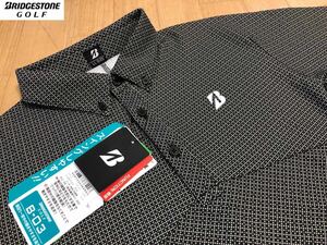 BRIDGESTONE GOLF(ブリヂストンゴルフ)秋冬 WARM汗冷え防止,UVカット ボタンダウン長袖ポロシャツ (BK)Ｍ