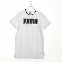 中古 プーマ シャツ ホワイト レディース Mサイズ PUMA 服 ブランド 夏 春 インナー 半袖 トップス ワンポイント ワンピース シンプル_画像1