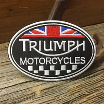 送料無料 トライアンフ 楕円形 ワッペン ◆ TRIUMPH イギリス バイク 単車 アイロン接着対応 パッチ CAWP050_画像1