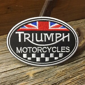 送料無料 トライアンフ 楕円形 ワッペン ◆ TRIUMPH イギリス バイク 単車 アイロン接着対応 パッチ CAWP050