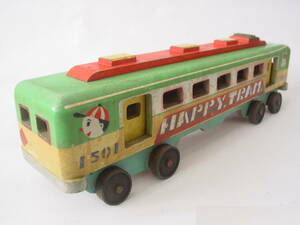 * Showa Retro wooden train HAPPY TRAM 1501 railroad total length approximately 45cm