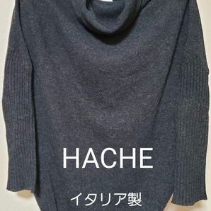 大特価！HACHE 　イタリア製　WOOL　カシミア混　タートルロングニット　L　