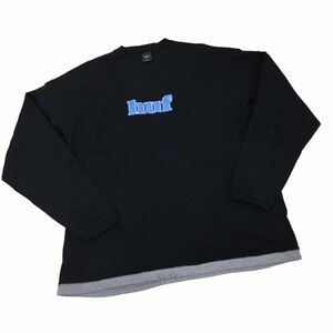 NC187 HUF ハフ 大きいサイズ 長袖 Tシャツ ロンT ロング ティシャツ トップス カットソー メンズ XL ブラック 黒