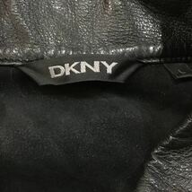 C304 DKNY ダナキャラン ニューヨーク 本革 レザー 皮革 羊革 レザージャケット 革ジャン メンズ L ブラック 黒_画像6