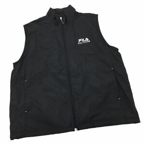 NC185 FILA フィラ 大きいサイズ ジップアップ ベスト ジレ ノースリーブ ジャケット 上着 羽織り トップス メンズ XL ブラック 黒