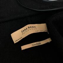 m455 ZARA BASIC ザラ ベーシック handmade ウール テーラードカラー ガウンコート ロングコート コート アウター ネイビー S_画像9