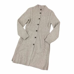 ND161 Laura Ashley ローラアシュレイ 長袖 ニット カーディガン カーデ 上着 羽織り トップス アクリル47%他 ベージュ系 レディース S