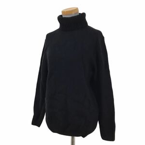 ND163 ZARA ザラ 長袖 ニット セーター タートルネック トップス プルオーバー ウール70% ナイロン30% ブラック レディース M←USA