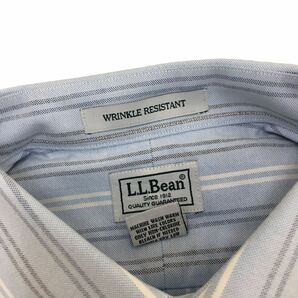 NC192 L.L.BEAN エルエルビーン ボタンダウン 長袖 シャツ ワイシャツ カッターシャツ トップス 紳士 メンズ 16-36 水色 ストライプの画像6