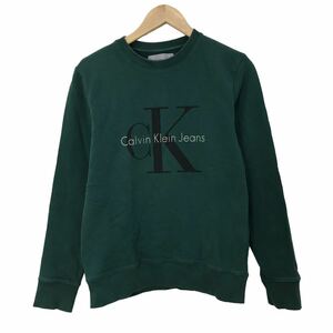 NC197 Calvin Klein jeans カルバンクライン ジーンズ オンワード樫山 長袖 スウェット トレーナー トップス プルオーバー メンズ S 緑