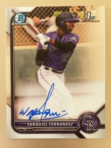 2022 Bowman Chrome Prospect Autographs #CPAYFZ Yanquiel Fernandez ヤンキール・フェルナンデス