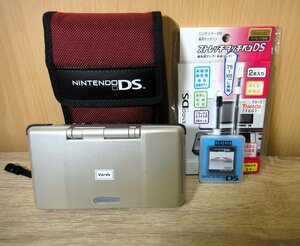 【ジャンク】任天堂 NintendoDS NTR-001 プラチナシルバー マリオカート ソフト タッチペン DSケースセット