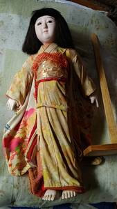  梅照斎銘 時代市松人形　大きな振袖の女の子 身長73cm 　自宅保存品【経年　昭和　人形師 】