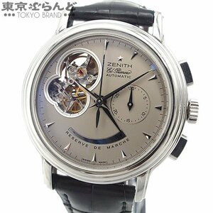 101699006 1円 ゼニス ZENITH クロノマスター Ｔオープン パワーリザーブ 03.0240.4021/73.C495 シルバー SS レザー 時計 AT クロノグラフ